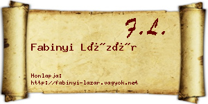 Fabinyi Lázár névjegykártya